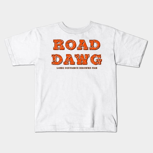 Cleveland Browns Road Dawg Kids T-Shirt by mbloomstine